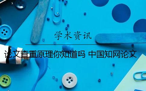 论文查重原理你知道吗？ 中国知网论文查重原理