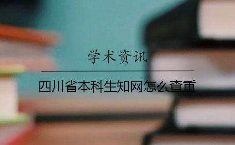 四川省本科生知网怎么查重