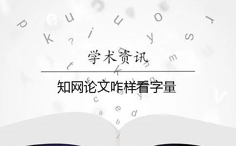 知网论文咋样看字量